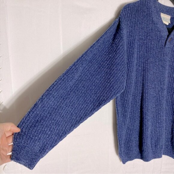 Vintage Northern Reflections Cottage Essentials Blue Ribbed Knit V Nk Sweater M - Picture 11 of 15
